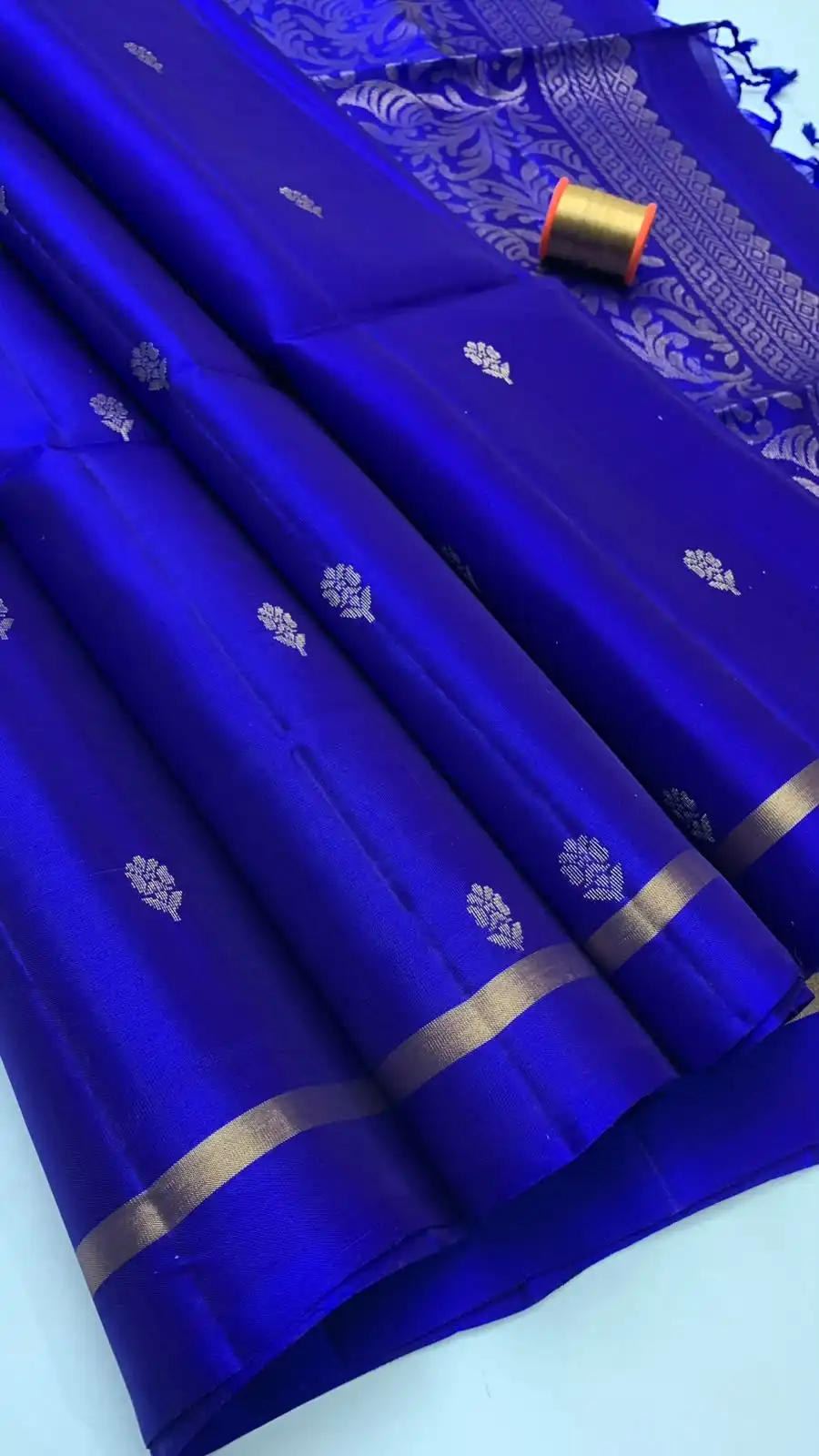 Royal Blue Zari Butta Kanchi Soft Silk Saree